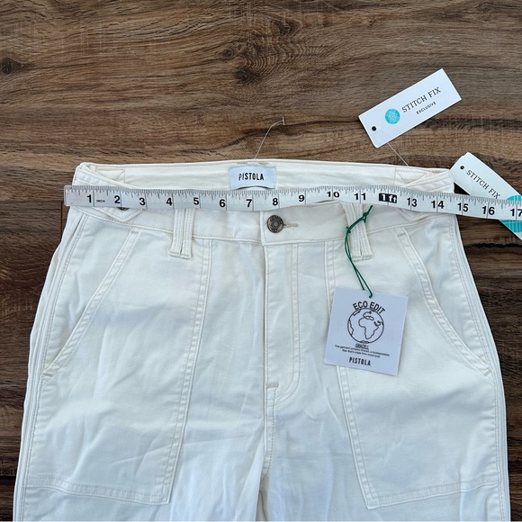 PISTOLA High Rise Cropped Straight Leg Utility Pant in Ecru White Size 29 NWT - Picture 11 of 14